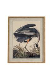 KDMD Flora & Fauna Heron Wall Art in Beaded Linen Frame in Brown - thumbnail 1