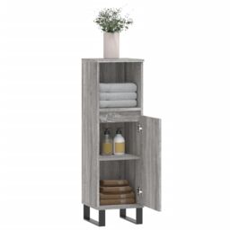 Berkfield Home Bathroom Cabinet Grey Sonoma 30x30x100 cm Engineered Wood - Size: 30 x 30 x 100 cm - thumbnail 4