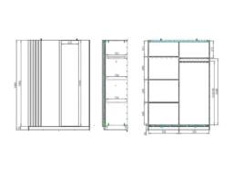 Vente-unique Sliding Door Wardrobe With Mirror - L150 Cm - White & Natural - thumbnail 7