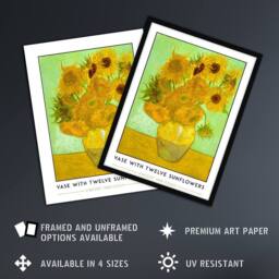 "Artery8 Vincent Van Gogh Vase With Twelve Sunflowers Wall Art Print in Yellow - Size: W12"" x H16""" - thumbnail 2