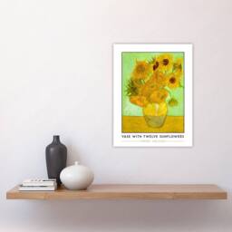 "Artery8 Vincent Van Gogh Vase With Twelve Sunflowers Wall Art Print in Yellow - Size: W12"" x H16""" - thumbnail 4