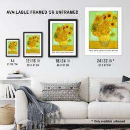"Artery8 Vincent Van Gogh Vase With Twelve Sunflowers Wall Art Print in Yellow - Size: W12"" x H16""" - thumbnail 3