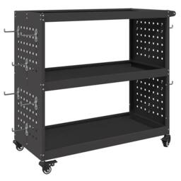 Berkfield Home Tool Trolley with Shelf with Wheel with Storage Manual Black Medi - thumbnail 1