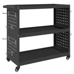 Berkfield Home Tool Trolley with Shelf with Wheel with Storage Manual Black Medi - thumbnail 7