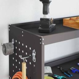 Berkfield Home Tool Trolley with Shelf with Wheel with Storage Manual Black Medi - thumbnail 4