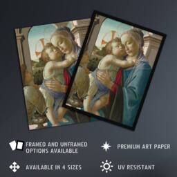 Artery8 Virgin & Child an Angel Botticelli Vintage Framed Wall Art Print - Size: A4 - thumbnail 2