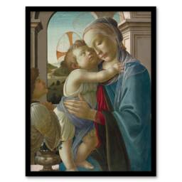 Artery8 Virgin & Child an Angel Botticelli Vintage Framed Wall Art Print - Size: A4 - thumbnail 1