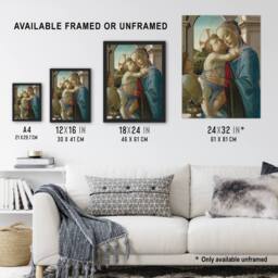 Artery8 Virgin & Child an Angel Botticelli Vintage Framed Wall Art Print - Size: A4 - thumbnail 3