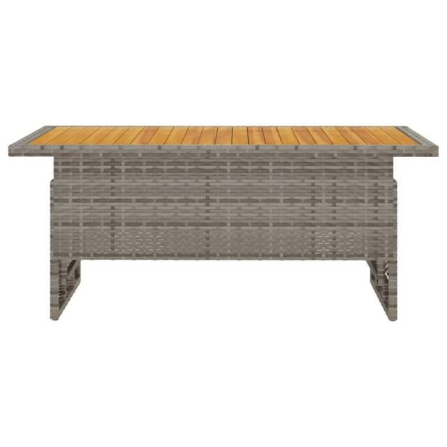Berkfield Home Garden Table Grey 100x50x43/63 cm Solid Wood Acacia&Poly Rattan - image 1