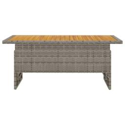 Berkfield Home Garden Table Grey 100x50x43/63 cm Solid Wood Acacia&Poly Rattan