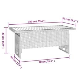Berkfield Home Garden Table Grey 100x50x43/63 cm Solid Wood Acacia&Poly Rattan - thumbnail 7