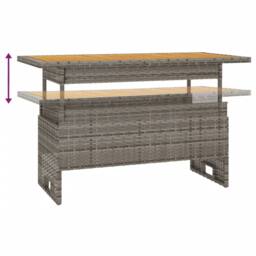 Berkfield Home Garden Table Grey 100x50x43/63 cm Solid Wood Acacia&Poly Rattan - thumbnail 5