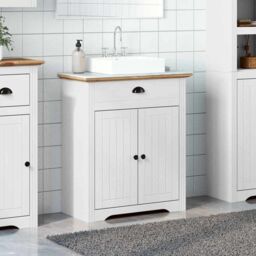 Berkfield Home Bathroom Sink Cabinet BODO White & Brown 70x35x80 cm - Size: 70 x 35 x 80 cm - thumbnail 3