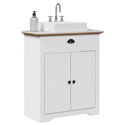 Berkfield Home Bathroom Sink Cabinet BODO White & Brown 70x35x80 cm - Size: 70 x 35 x 80 cm - thumbnail 1
