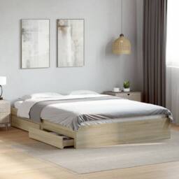 Berkfield Home Bed Frame with Drawers without Mattress Sonoma Oak 160x200 cm in Light Tan - thumbnail 2