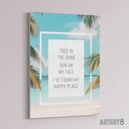 "Artery8 Toes In Sand Sun On Face Beach Found Happy Place Canvas Wall Art Print - Size: W12"" x H16""" - thumbnail 2