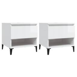 Berkfield Home Side Tables 2 pcs High Gloss White 50x46x50 cm Engineered Wood - Size: 50 x 46 x 50 cm - thumbnail 2