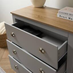 OHS Chicago 3 Drawer Bedside Table Hallway Cabinet Nightstand in Grey - thumbnail 3