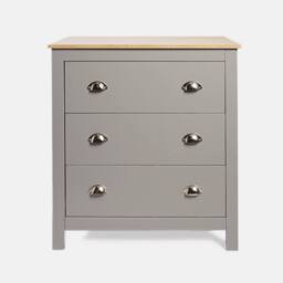 OHS Chicago 3 Drawer Bedside Table Hallway Cabinet Nightstand in Grey - thumbnail 4