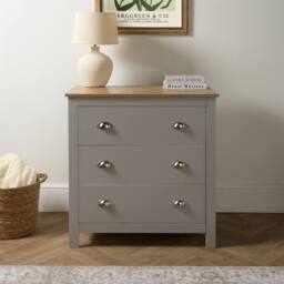 OHS Chicago 3 Drawer Bedside Table Hallway Cabinet Nightstand in Grey - thumbnail 1