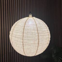 CGC Lighting Sybil Linen Large Round Globe Easy Fit Hand Made Lampshade in Beige - thumbnail 3