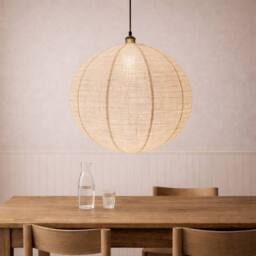 CGC Lighting Sybil Linen Large Round Globe Easy Fit Hand Made Lampshade in Beige - thumbnail 2