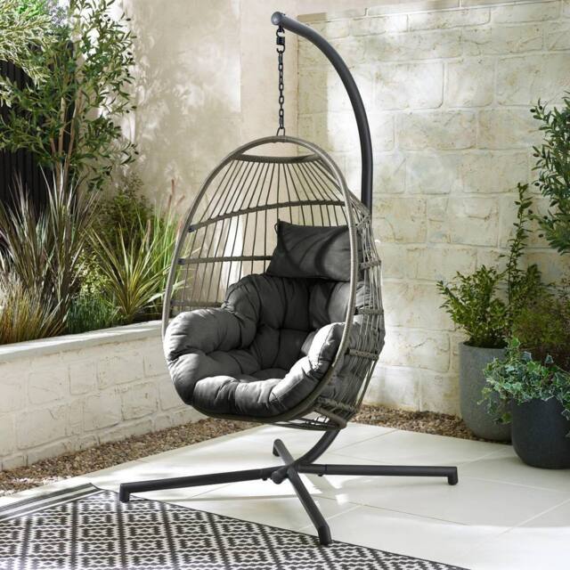 FurnitureboxUK Egg Outdoor Garden Hanging Chair in Grey - image 1