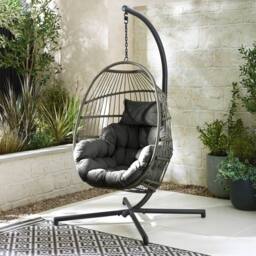 FurnitureboxUK Egg Outdoor Garden Hanging Chair in Grey