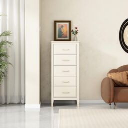 Cabinet Bits Palazzi 5 Drawer Narrow Chest of Drawers in Off-White - thumbnail 2