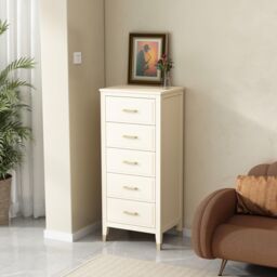 Cabinet Bits Palazzi 5 Drawer Narrow Chest of Drawers in Off-White
