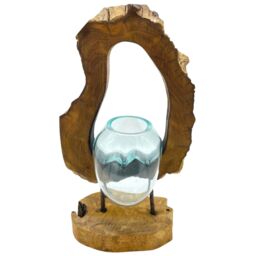 KDMD Molton Glass Hanging Art Vase on Wood in Brown