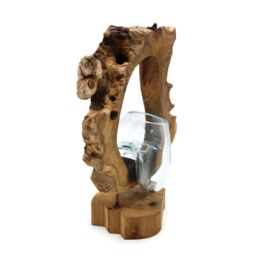 KDMD Molton Glass Hanging Art Vase on Wood in Brown - thumbnail 8