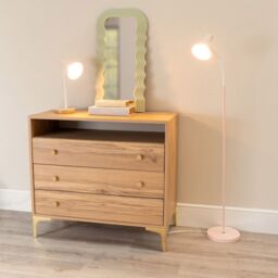 ValueLights Woody Metal Dome Shade Wooden Base Desk Task Adjustable Table Lamp in Pink - thumbnail 4