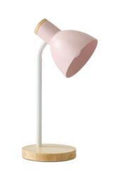 ValueLights Woody Metal Dome Shade Wooden Base Desk Task Adjustable Table Lamp in Pink - thumbnail 6