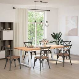 Berkfield Home Dining Table Legs V-Shape 2 pcs White 80x(72-73.3) cm Steel - thumbnail 2
