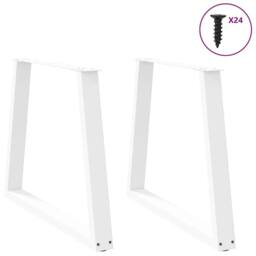 Berkfield Home Dining Table Legs V-Shape 2 pcs White 80x(72-73.3) cm Steel - thumbnail 3
