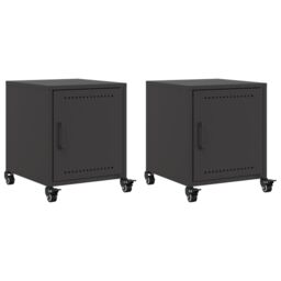 Berkfield Home Bedside Cabinets 2 pcs Black 36x39x43.5 cm Steel - thumbnail 2