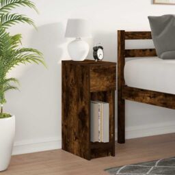 Berkfield Home Bedside Cabinet with Drawer Smoked Oak 20x36x60 cm in Brown - Size: 20 x 36 x 60 cm - thumbnail 3