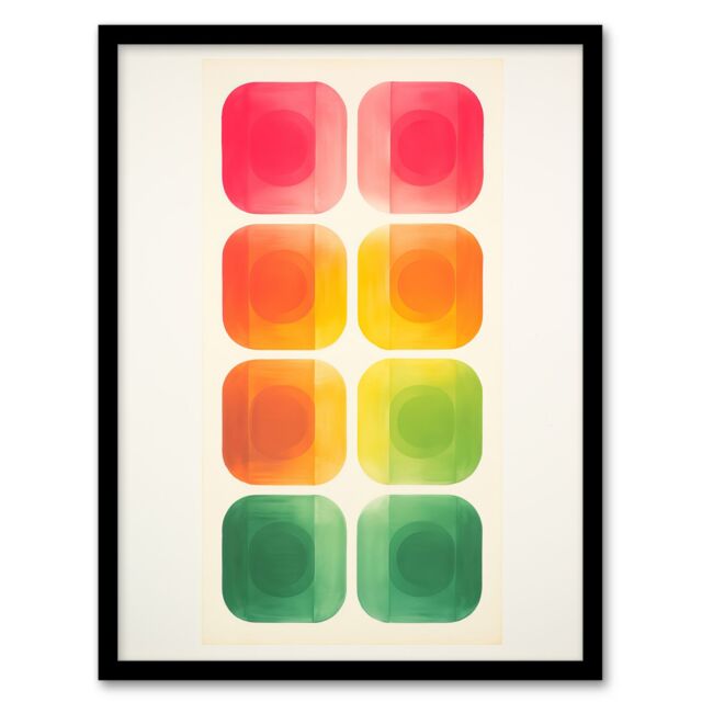 "Artery8 Wall Art Print Mixed Signals Traffic Lights Abstract Geometric Minimalist Art Framed in Black - Size: W12"" x H16""" - image 1
