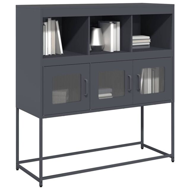 Berkfield Home Sideboard Anthracite 100.5x39x107 cm Cold-rolled Steel in Black - image 1