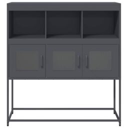 Berkfield Home Sideboard Anthracite 100.5x39x107 cm Cold-rolled Steel in Black - thumbnail 5
