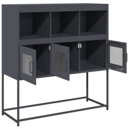 Berkfield Home Sideboard Anthracite 100.5x39x107 cm Cold-rolled Steel in Black - thumbnail 6