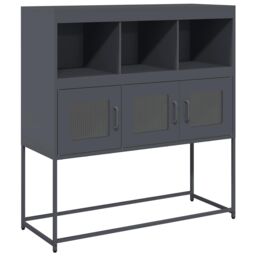 Berkfield Home Sideboard Anthracite 100.5x39x107 cm Cold-rolled Steel in Black - thumbnail 2