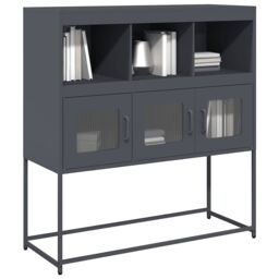 Berkfield Home Sideboard Anthracite 100.5x39x107 cm Cold-rolled Steel in Black - thumbnail 1