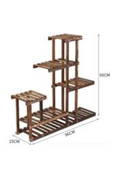 ExtraStar Vintage Wood Plant Stand, Multi-Tiered Flower Pot Holder in Brown - thumbnail 3