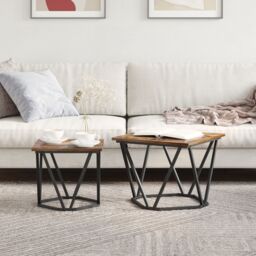 Berkfield Home 2 Piece Side Table Set Smoked Oak Engineered Wood in Brown - thumbnail 4