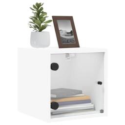 Berkfield Home Elegant Bedside Cabinets with Glass Doors 2 pcs White 35x37x35 cm - Size: 35 x 37 x 35 cm - thumbnail 4