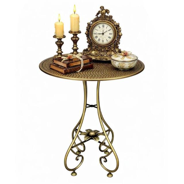 FLAVORA Vintage Metal Round Coffee Table in Gold - Size: 0.6m2 - image 1