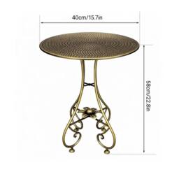 FLAVORA Vintage Metal Round Coffee Table in Gold - Size: 0.6m2 - thumbnail 2