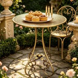 FLAVORA Vintage Metal Round Coffee Table in Gold - Size: 0.6m2 - thumbnail 3